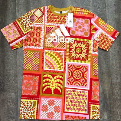 Vestido Adidas Farm Rio Talla M Manga Corta Cuello Redondo Calce Suelto Estampado Granja - Nuevo con Etiquetas Foto 1 de 4