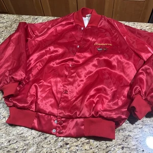 Corvette Satin Bomberjacke Rot Herren Größe L Knopfleiste Sehr Schön Cpix " - Bild 1 von 14
