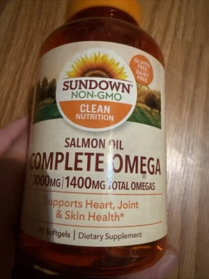 Aceite de salmón Sundown no transgénico completo Omega 90 quilates caducidad 26/03 Foto 1 de 3