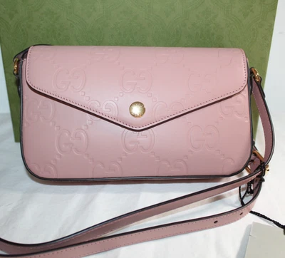 NWT Gucci GG Embossed Pink Super Mini Shoulder Bag Crossbody 772794 - Image 1 of 4