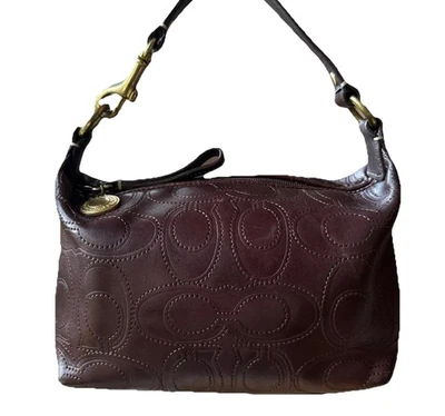 Coach выбитый C подпись шоколад кожи Demi мини багет сумочка сумка Y2K - Изображение 1 из 4