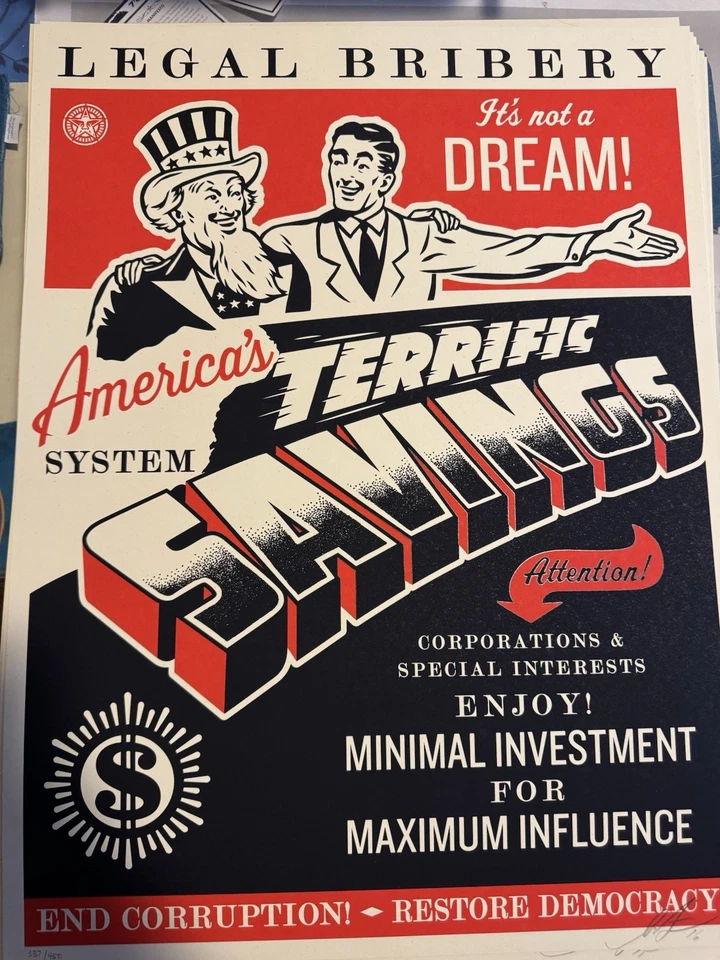 Shepard Fairey "America's Savings" 2016 firmado y numerado/450 Foto 1 de 1