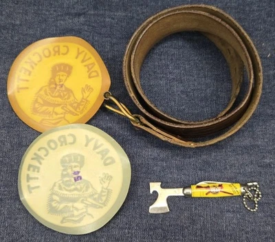 复古 Davy Crockett 批量刀皮带补丁 Fess Parker 华尔特 迪士尼  — 第 1/4 张图片