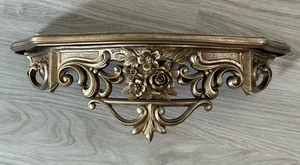 Vtg 1965 Gold Ornate Rose Wall Shelf Syroco #5101 Made in USA Hollywood Regency - Picture 1 of 10