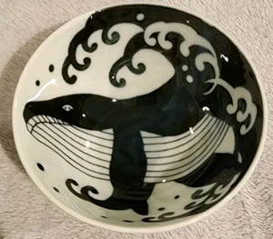 7.28"D noodle bowl ramen bowl udon bowl Mino ware Japan One Bowl Whale - Picture 1 of 6