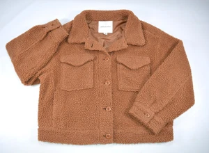Acogedora chaqueta para mujer American Eagle Outfitters marrón Sherpa botón delantero M - Imagen 1 de 16
