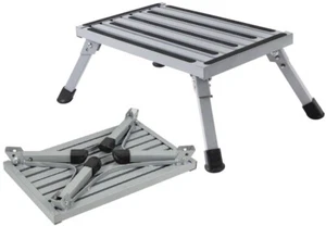 HEAVY DUTY FOLDING STEEL SINGLE ANIT-SLIP STEP PORTABLE CARAVAN CAMPING PART RV - Picture 1 of 1