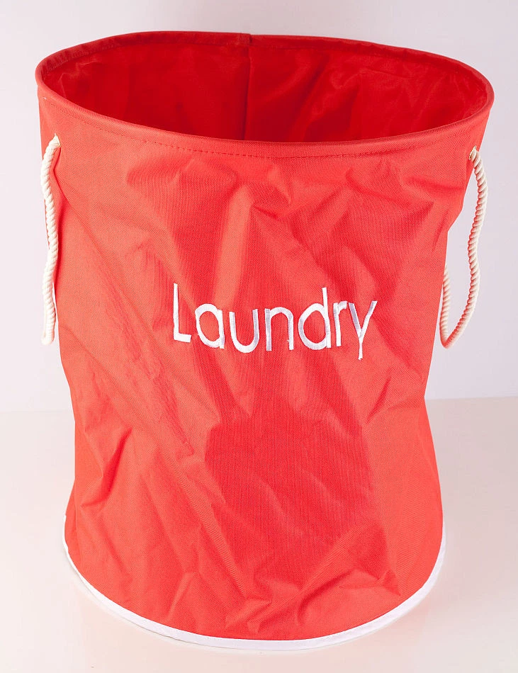 Wäschesack Wäschekorb rot Stoff mit Text  Nylon 45x55 cm, mit Seilgriff - Bild 1 von 1