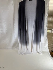 KOBI HALPERIN DAMEN LANGE CARDIGAN VORNE OFFEN OMBRE SCHWARZ GRAU WEISS GRÖSSE 2X - Bild 1 von 5