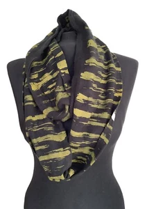 Black and yellow infinity scarf,abstract hand-print,up-cycled Eco friendly gift - Picture 1 of 6