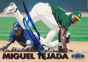 Miguel Tejada Signed 1999 Fleer Tradition A's Baseball Card #292 Orioles Astros - Picture 1 of 12