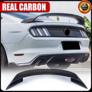 Para Ford Mustang GT GT350R 2015-22 fibra de carbono real maletero alerón labio ala - Imagen 1 de 14