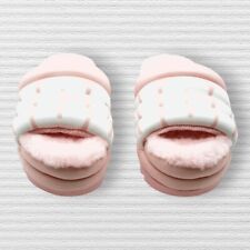 UGG Women's Maxi Slide Logo Sheepskin Sandals in Pink Scallop,