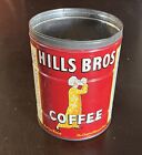 Vintage HILLS BROS Coffee Can] / Tin | 2 Lb | Kitchen / Advertising