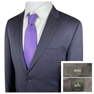 Hugo Boss Blazer 38R Reda Italian S100 Wool Johnstons 1 Lenon Navy Blue - Picture 1 of 17