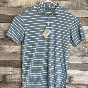 Gordon of New Orleans Golf Polo Shirt Mens Large Blue Striped Modern Casual NEW - Picture 1 of 9