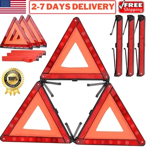 3PCS Car Emergency Warning Triangle DOT Approved Reflective Safety Roadside Kit - Bild 1 von 24