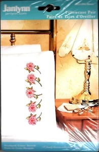 Fundas de almohada estampadas rosas para bordado de punto de cruz por Janlynn 021-0942 - Imagen 1 de 2