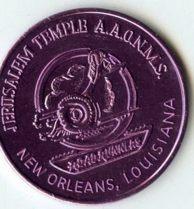 Dobloon Mardi Gras: Templo de Jerusalén A.A.O.N.M.S. 1977 aluminio púrpura - Imagen 1 de 2