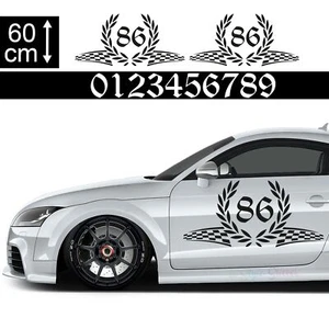 Startnummer Auto Aufkleber Seitenaufkleber WUNSCHNUMMER - Schriftart 15 - Picture 1 of 134