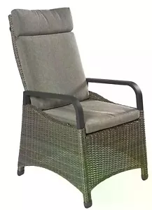 Gartenstuhl Hochlehner Rattan, Aluminium Gartensessel inkl. Sitzauflage - Bild 1 von 7