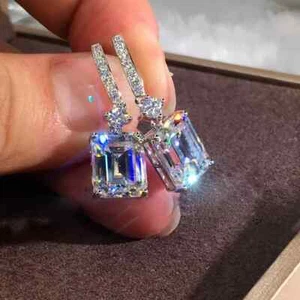 Sexy Fashion Women Cubic Zircon Dangle Earrings Crystal CZ Drop Earrings Jewelry - Picture 1 of 5