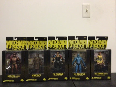 DC Direct Watchmen Figure Lot Of 5 - Dr. Manhattan, Rorschach, Nite Owl Ext Cover