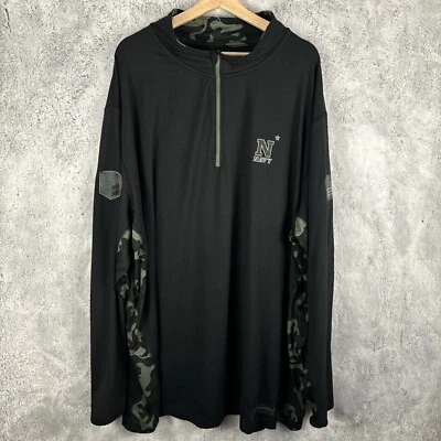 Men's Colosseum 1/4 Zip Black Camo Navy Midshipman OHT Military Size 2XT Big - Image 1 of 4