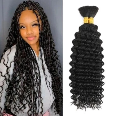 Human Braiding Hair Deep Wave Bulk Braiding No Weft Curly Human Hair Extensions - Image 1 of 4