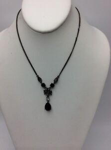 $58 Givenchy  BLACK  Crystal "Y" Necklace 747  GN