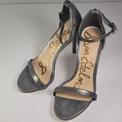 Salto alto D17 Sam Edelman Ariella prata camurça metálica tamanho 7W - Imagem 1 de 4