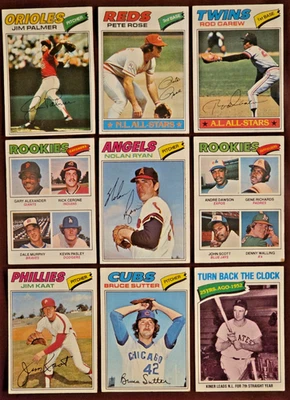 Lote 1977 Topps Salón de la fama (9) Ryan Rose Murphy RC Dawson RC Sutter RC ¡Más! Gr medio/alto Foto 1 de 2