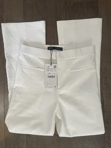 Zara Beautiful Elegant White Pants Size Small--Super Trendy Small Pockets NWT - Picture 1 of 9