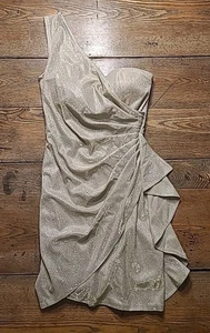 KeiKei Minikleid Gold Glitzer S One Shoulder Rüschen Club Cocktail Party Sexy - Bild 1 von 16