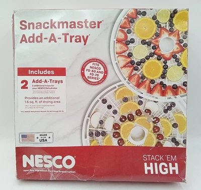 NESCO Snackmaster Add-A-Tray Лотки для Дегидратора Еды 2-Упаковки ПОВРЕЖДЕНИЕ КОРОБКИ - Изображение 1 из 4