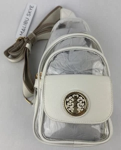 Malibu Skye Crossbody Bag Clear With White Trim Tan Strap NEW Stadium - Picture 1 of 14