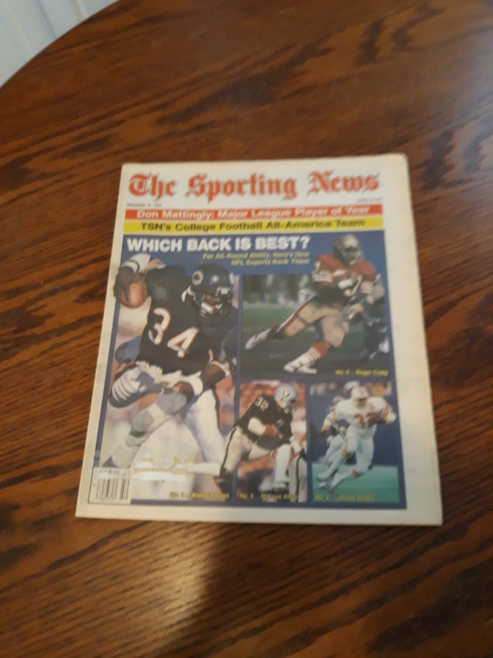 DECEMBER 16,1985-THE SPORTING NEWS-WALTER PAYTON & NFL TOP RUNNING BACKS(NM) Foto 1 de 1