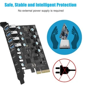 USB3.2 Gen2 PCIE Expansion Card 10Gpbs Superspeed 4 USB A 3 USB C PCI Express CB - Afbeelding 1 van 23