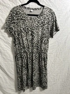Old Navy Damen grau Animal Print T-Shirt Kleid Kurzarm Freizeit Größe XL - Bild 1 von 6