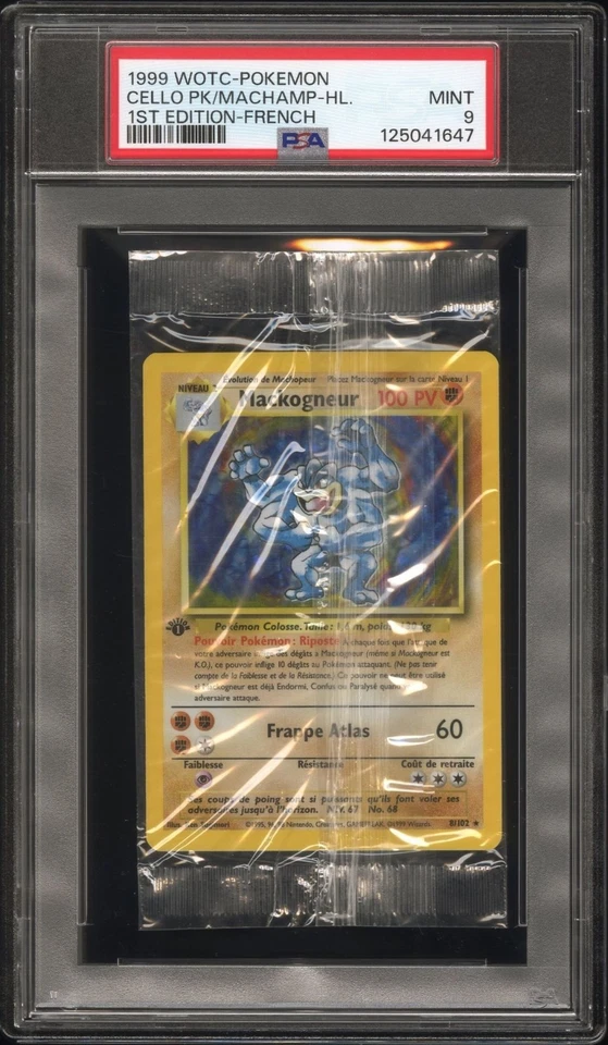 Pokémon Francés 1999 primera edición Mackogneur Machamp paquete de violonchelo graduado PSA 9 como nuevo Foto 1 de 1