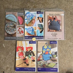 NEW Lot of 5 Indygo Junction Sewing Patterns SUN HAT POCKET TOTE LUNCH BUNCH - Picture 1 of 2