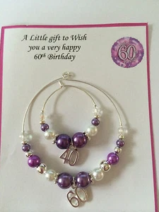 ❤️ Charm vino, bottiglia e vetro 30, 40 50, 60 regalo compleanno viola - Foto 1 di 1