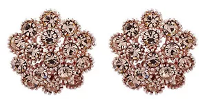 Clip On Earrings - gold plated flower earring with gold crystals - Ethel G - Picture 1 of 3