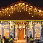  Led Solar Icicle String Lights 20ft 288 Leds Waterproof Extendable Christmas 