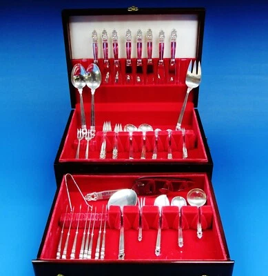 Juego de cubiertos Royal Danish By International de plata esterlina 68 pesos servicio para 8 Foto 1 de 4