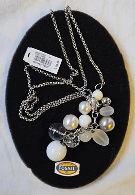 Fossil Halskette Sterlingsilber Kette mit Anhänger Glassteine Rhodium NP 59,90€ - Bild 1 von 4