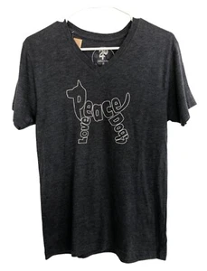 PEACE Dog Lover Graphic T-Shirt Sz Small NWT 24 Slate Blue S/S - Picture 1 of 7