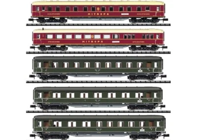 Trix N 13721 Express Train Passenger Car Set Mitropa 5 Cars - Image 1 of 4