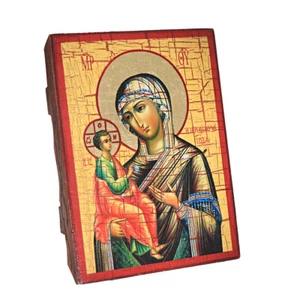 Gottesmutter Von Jerusalem, Christliche Holz Ikone 16x12,5cm Handarbeit 37018 - Bild 1 von 2