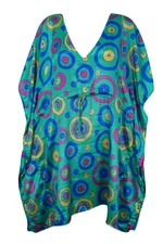 Women Oversized Dresses, Blue Dress, Summer Short Kaftan Dress,Silk Caftan  M-XL
